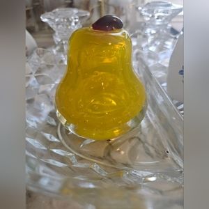 Vintage art glass pear with controlled bubbles